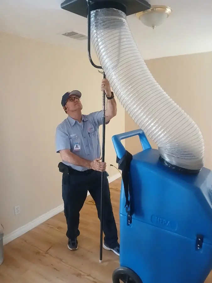 Mini Split Installation technician using HEPA equipment in Moreno Valley